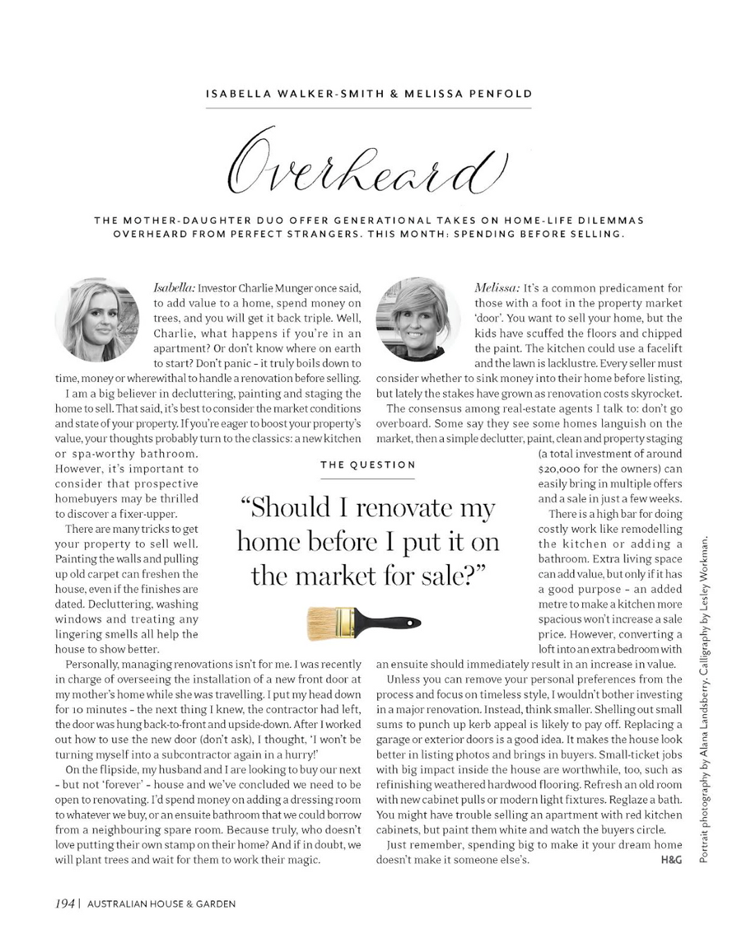 OVERHEARD, HOUSE & GARDEN, JANUARY 2026